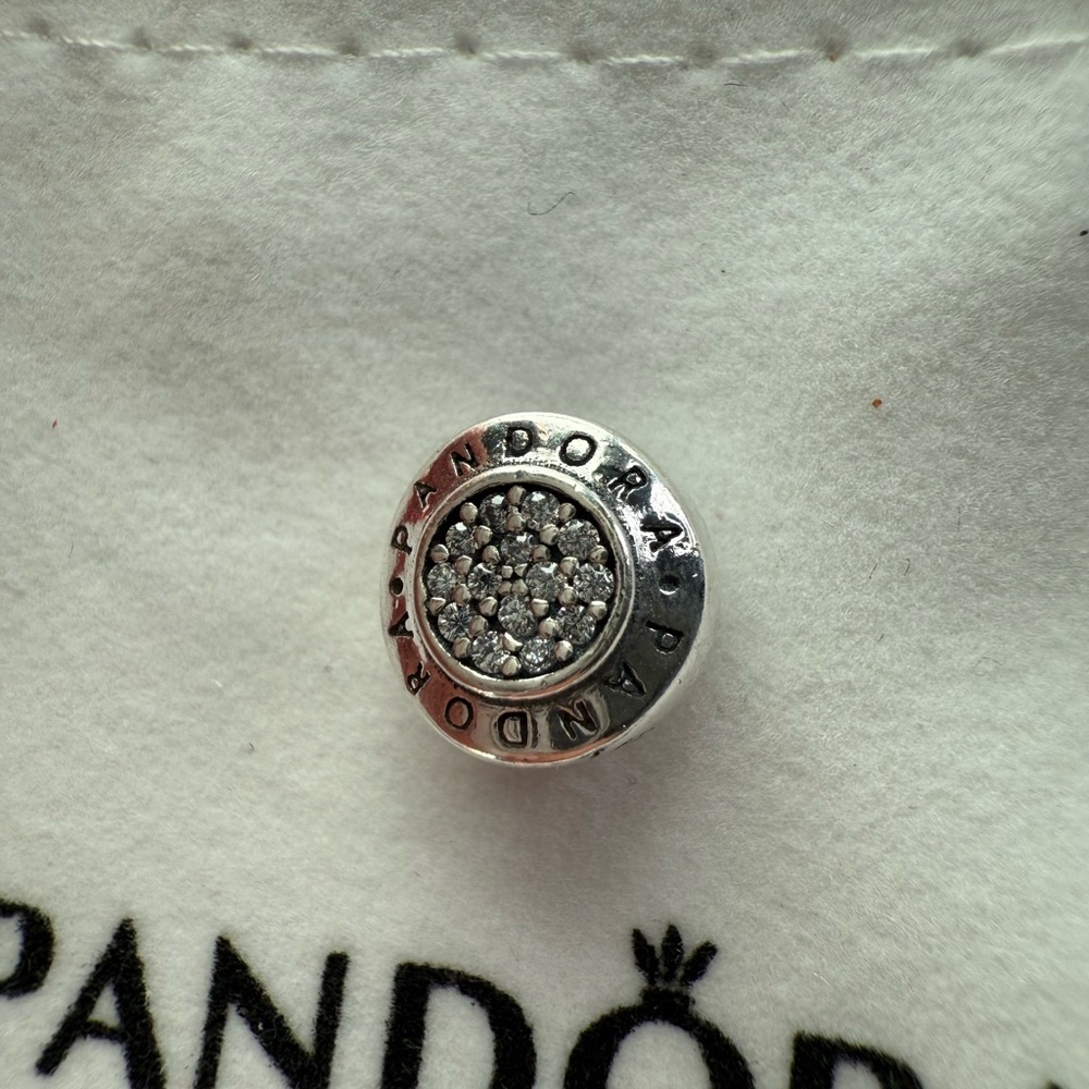 Pandora Silver signature Charm with Crystals